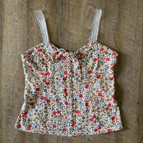 Anthropologie Tops - Anthropologie Postmark Floral Bowed Tank Top Size Large